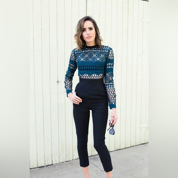 Self-Portrait Taylor Swift Lattice Lace Mock Neck Long Sleeve Jumpsuit - Picture 2 of 8